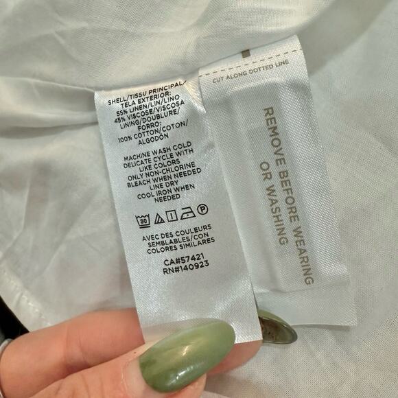 Ann Taylor LOFT Tan Palm Leaf Linen Square Neck Puff Sleeve Dress sz 12 NEW Tags - Picture 7 of 13